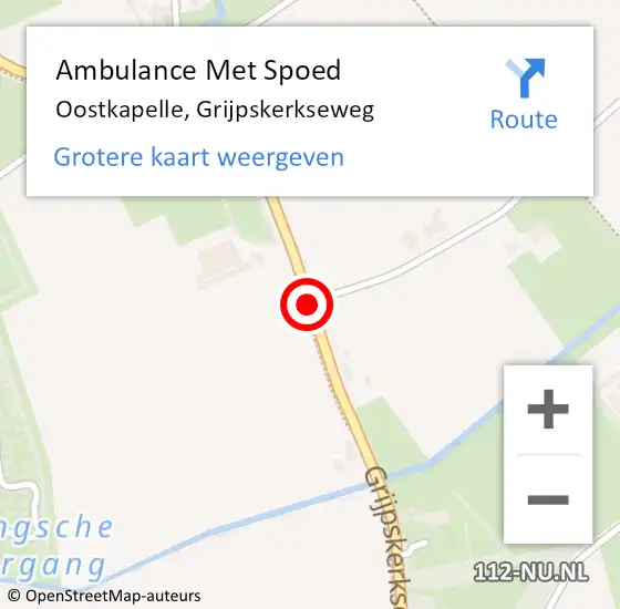 Locatie op kaart van de 112 melding: Ambulance Met Spoed Naar Oostkapelle, Grijpskerkseweg op 18 juli 2018 21:23