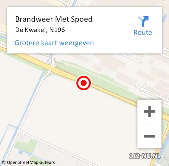 Locatie op kaart van de 112 melding: Brandweer Met Spoed Naar De Kwakel, N196 op 18 juli 2018 21:29