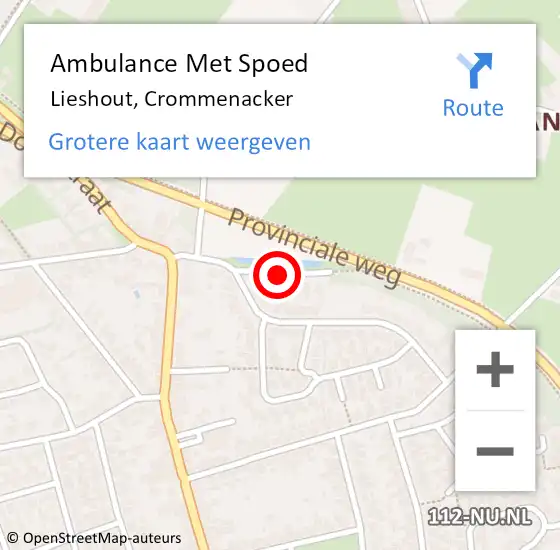 Locatie op kaart van de 112 melding: Ambulance Met Spoed Naar Lieshout, Crommenacker op 18 juli 2018 21:55