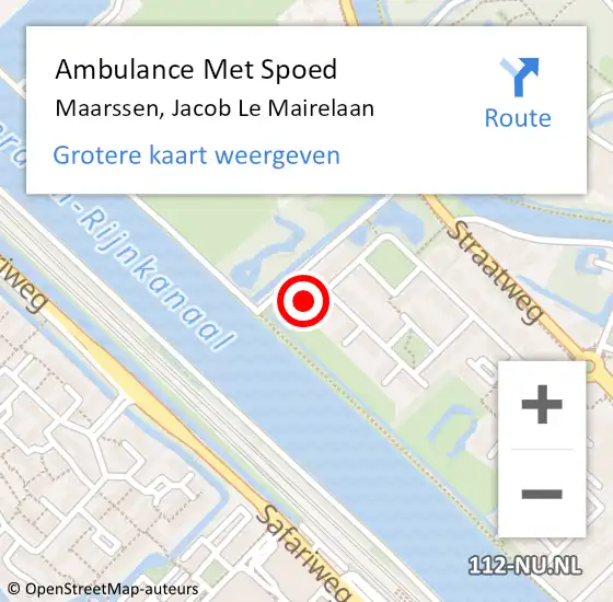 Locatie op kaart van de 112 melding: Ambulance Met Spoed Naar Maarssen, Jacob Le Mairelaan op 18 juli 2018 22:01