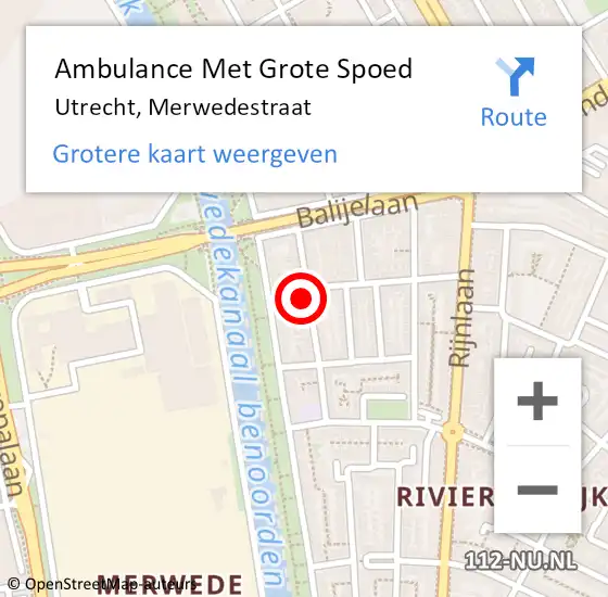 Locatie op kaart van de 112 melding: Ambulance Met Grote Spoed Naar Utrecht, Merwedestraat op 18 juli 2018 23:14