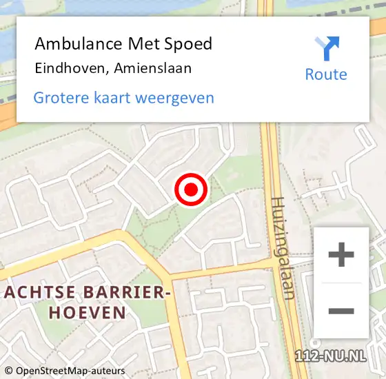 Locatie op kaart van de 112 melding: Ambulance Met Spoed Naar Eindhoven, Amienslaan op 18 juli 2018 23:29