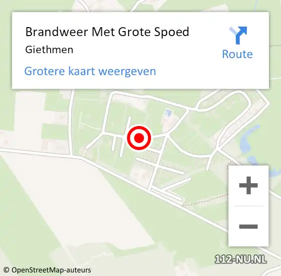 Locatie op kaart van de 112 melding: Brandweer Met Grote Spoed Naar Giethmen op 18 juli 2018 23:30