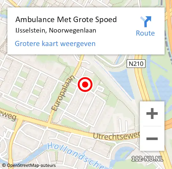 Locatie op kaart van de 112 melding: Ambulance Met Grote Spoed Naar IJsselstein, Noorwegenlaan op 19 juli 2018 00:06