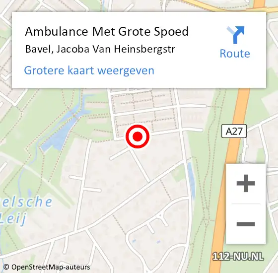 Locatie op kaart van de 112 melding: Ambulance Met Grote Spoed Naar Bavel, Jacoba Van Heinsbergstr op 19 juli 2018 00:11