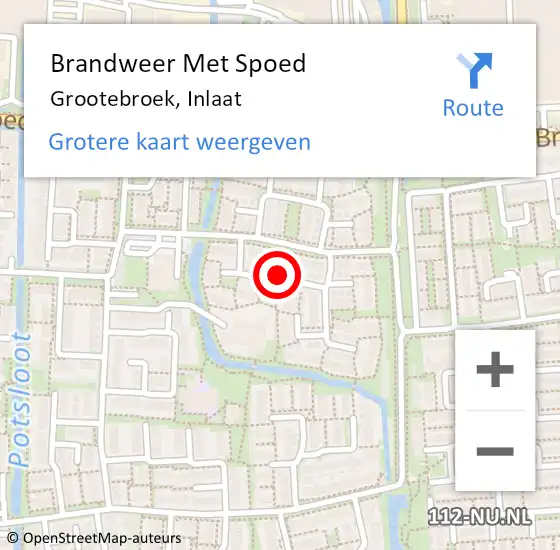 Locatie op kaart van de 112 melding: Brandweer Met Spoed Naar Grootebroek, Inlaat op 19 juli 2018 00:38