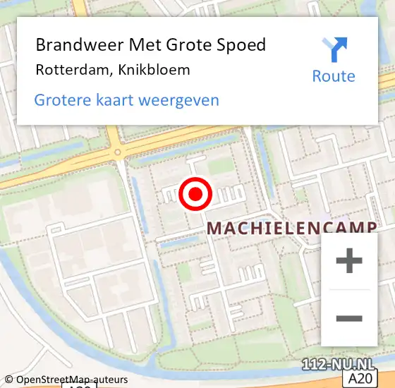 Locatie op kaart van de 112 melding: Brandweer Met Grote Spoed Naar Rotterdam, Knikbloem op 19 juli 2018 01:13
