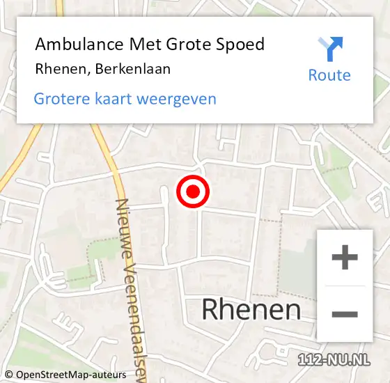 Locatie op kaart van de 112 melding: Ambulance Met Grote Spoed Naar Rhenen, Berkenlaan op 19 juli 2018 01:43