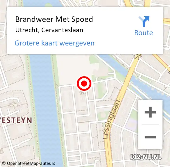 Locatie op kaart van de 112 melding: Brandweer Met Spoed Naar Utrecht, Cervanteslaan op 19 juli 2018 01:46