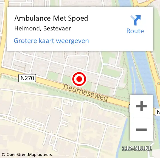 Locatie op kaart van de 112 melding: Ambulance Met Spoed Naar Helmond, Bestevaer op 19 juli 2018 02:44