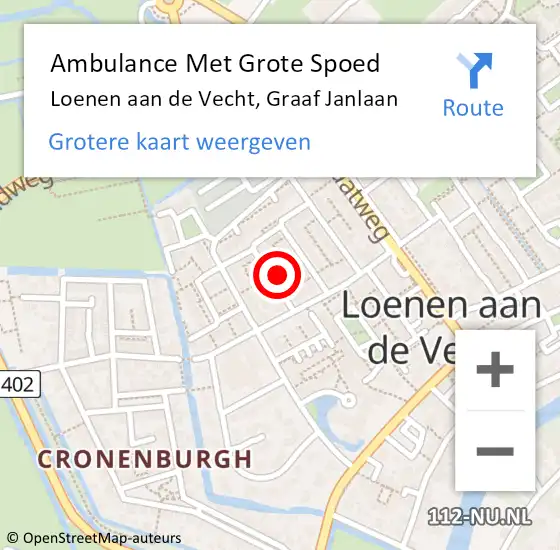 Locatie op kaart van de 112 melding: Ambulance Met Grote Spoed Naar Loenen aan de Vecht, Graaf Janlaan op 19 juli 2018 03:22