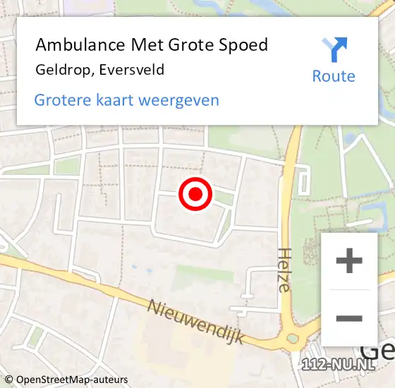 Locatie op kaart van de 112 melding: Ambulance Met Grote Spoed Naar Geldrop, Eversveld op 19 juli 2018 04:40