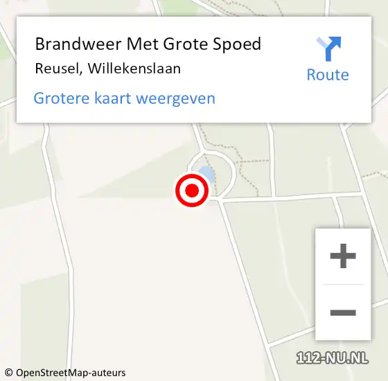 Locatie op kaart van de 112 melding: Brandweer Met Grote Spoed Naar Reusel, Willekenslaan op 19 juli 2018 04:43