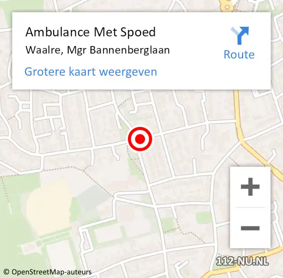 Locatie op kaart van de 112 melding: Ambulance Met Spoed Naar Waalre, Mgr Bannenberglaan op 19 juli 2018 05:03