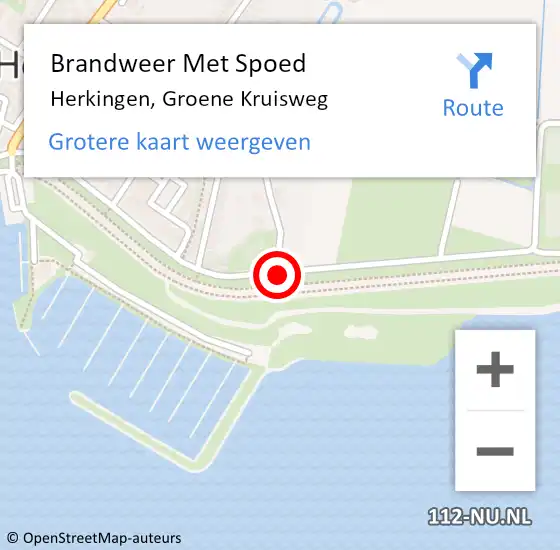 Locatie op kaart van de 112 melding: Brandweer Met Spoed Naar Herkingen, Groene Kruisweg op 19 juli 2018 06:45