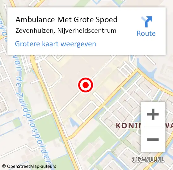 Locatie op kaart van de 112 melding: Ambulance Met Grote Spoed Naar Zevenhuizen, Nijverheidscentrum op 19 juli 2018 08:47
