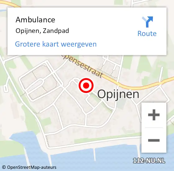 Locatie op kaart van de 112 melding: Ambulance Opijnen, Zandpad op 19 juli 2018 09:05