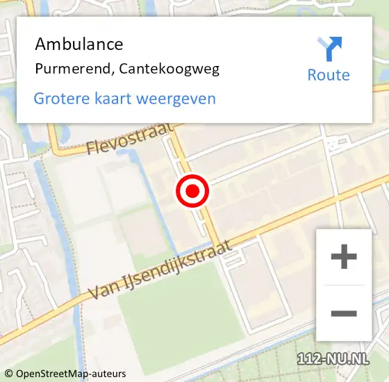 Locatie op kaart van de 112 melding: Ambulance Purmerend, Cantekoogweg op 19 juli 2018 09:09