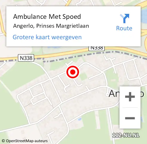 Locatie op kaart van de 112 melding: Ambulance Met Spoed Naar Angerlo, Prinses Margrietlaan op 19 juli 2018 09:15