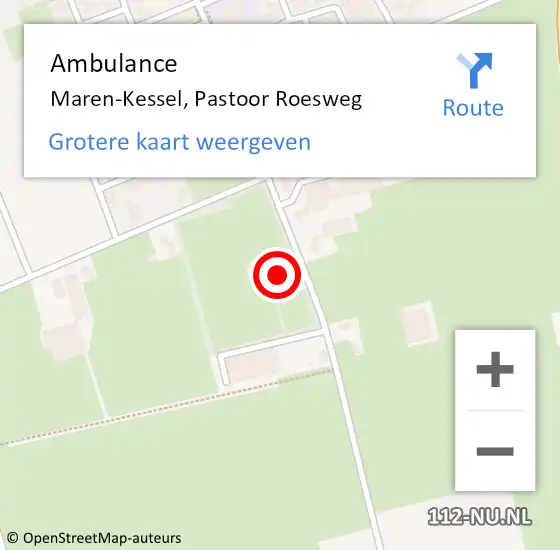 Locatie op kaart van de 112 melding: Ambulance Maren-Kessel, Pastoor Roesweg op 19 juli 2018 09:43