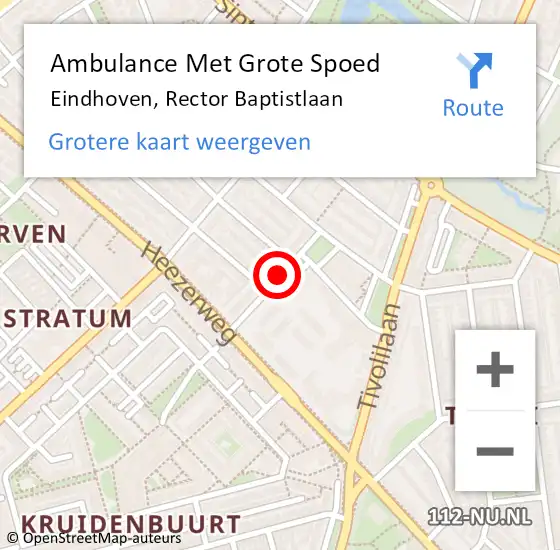 Locatie op kaart van de 112 melding: Ambulance Met Grote Spoed Naar Eindhoven, Rector Baptistlaan op 19 juli 2018 09:50