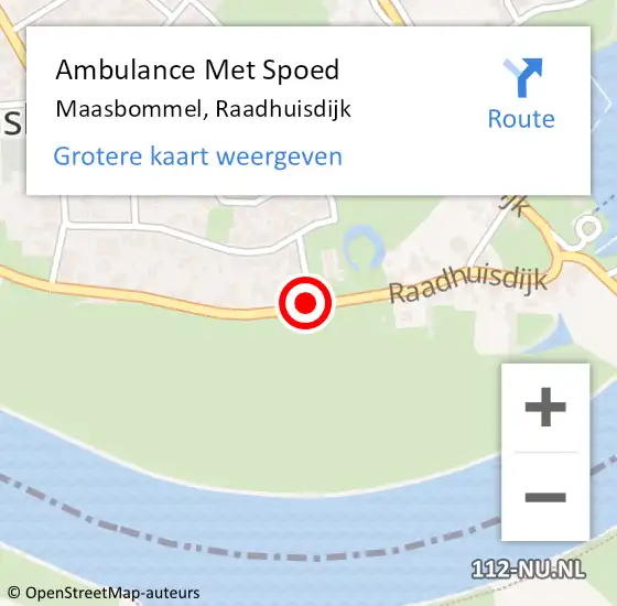 Locatie op kaart van de 112 melding: Ambulance Met Spoed Naar Maasbommel, Raadhuisdijk op 19 juli 2018 10:16