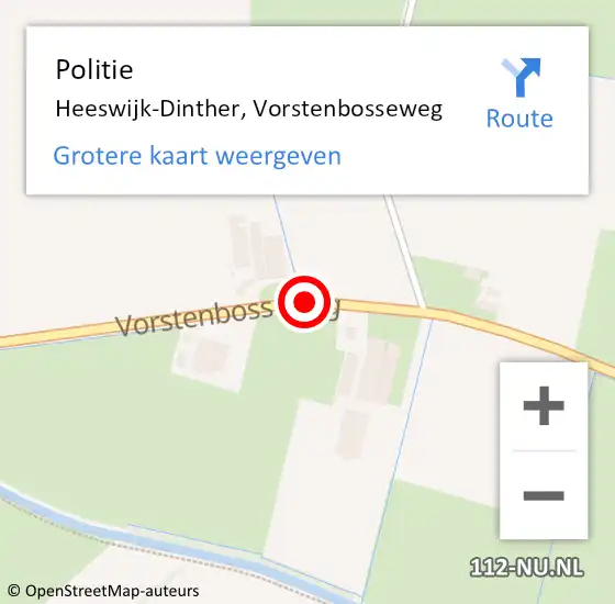 Locatie op kaart van de 112 melding: Politie Heeswijk-Dinther, Vorstenbosseweg op 19 juli 2018 10:19