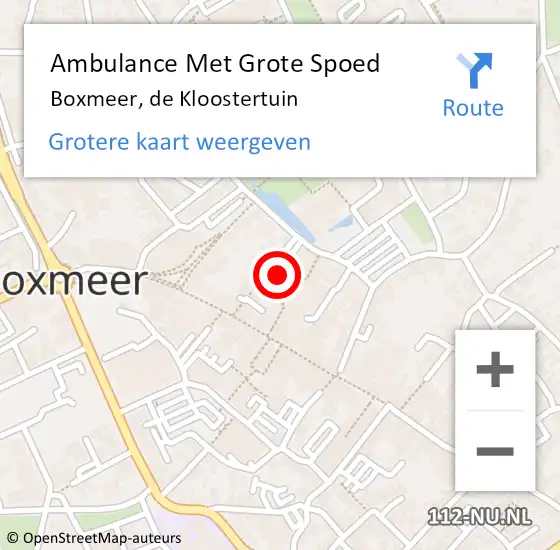 Locatie op kaart van de 112 melding: Ambulance Met Grote Spoed Naar Boxmeer, de Kloostertuin op 19 juli 2018 10:25