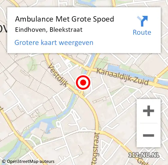 Locatie op kaart van de 112 melding: Ambulance Met Grote Spoed Naar Eindhoven, Bleekstraat op 19 juli 2018 10:46
