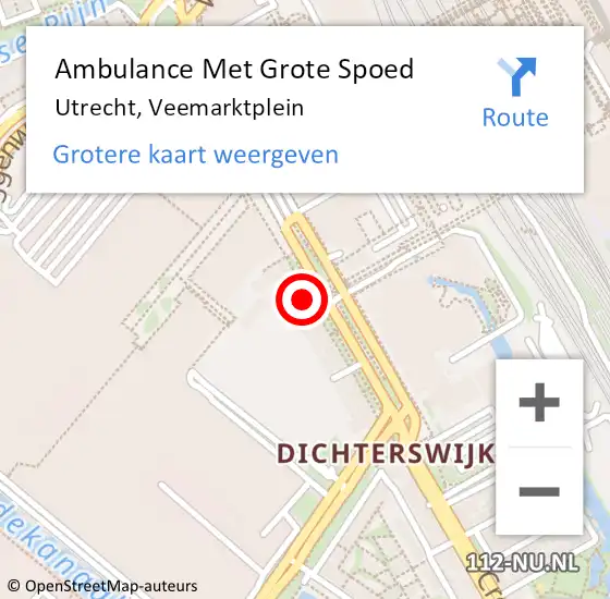 Locatie op kaart van de 112 melding: Ambulance Met Grote Spoed Naar Utrecht, Veemarktplein op 19 juli 2018 10:56
