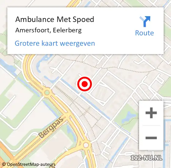 Locatie op kaart van de 112 melding: Ambulance Met Spoed Naar Amersfoort, Eelerberg op 19 juli 2018 11:03
