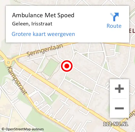 Locatie op kaart van de 112 melding: Ambulance Met Spoed Naar Geleen, Irisstraat op 3 maart 2014 13:08