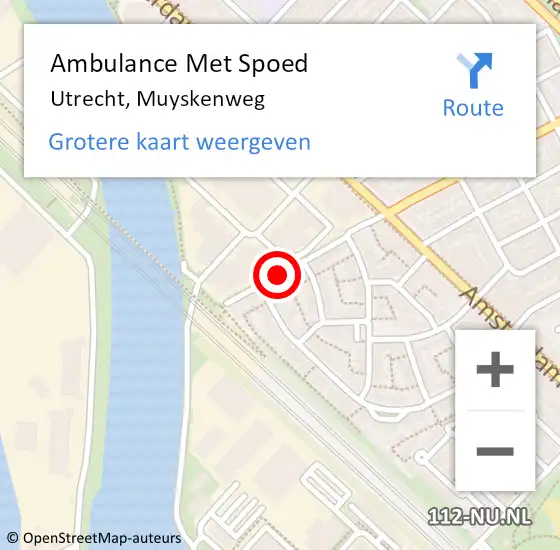 Locatie op kaart van de 112 melding: Ambulance Met Spoed Naar Utrecht, Muyskenweg op 19 juli 2018 11:22