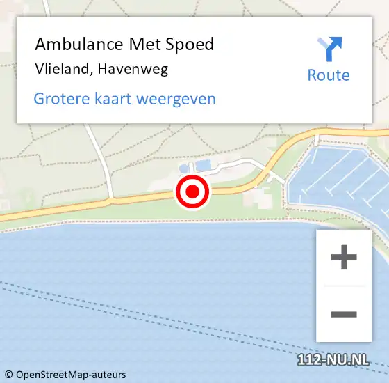 Locatie op kaart van de 112 melding: Ambulance Met Spoed Naar Vlieland, Havenweg op 19 juli 2018 12:10