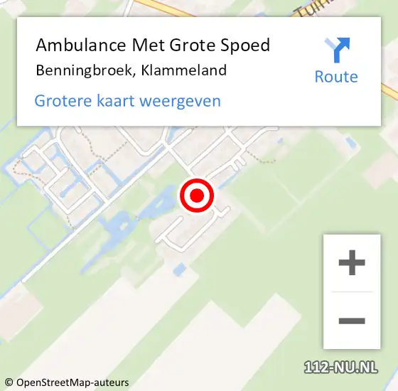 Locatie op kaart van de 112 melding: Ambulance Met Grote Spoed Naar Benningbroek, Klammeland op 19 juli 2018 12:19