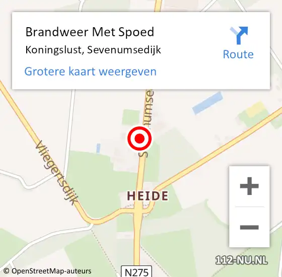 Locatie op kaart van de 112 melding: Brandweer Met Spoed Naar Koningslust, Sevenumsedijk op 19 juli 2018 12:23