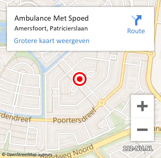 Locatie op kaart van de 112 melding: Ambulance Met Spoed Naar Amersfoort, Patricierslaan op 19 juli 2018 12:25