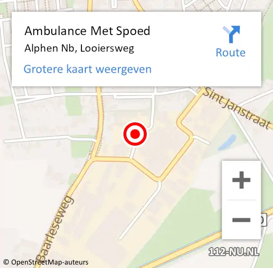 Locatie op kaart van de 112 melding: Ambulance Met Spoed Naar Alphen, Looiersweg op 19 juli 2018 12:31