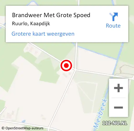 Locatie op kaart van de 112 melding: Brandweer Met Grote Spoed Naar Ruurlo, Kaapdijk op 19 juli 2018 12:52