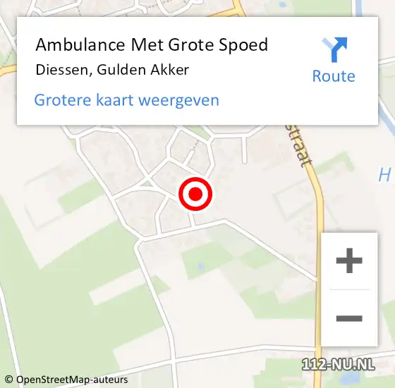 Locatie op kaart van de 112 melding: Ambulance Met Grote Spoed Naar Diessen, Gulden Akker op 19 juli 2018 12:56