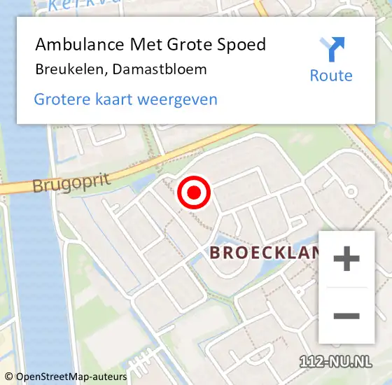Locatie op kaart van de 112 melding: Ambulance Met Grote Spoed Naar Breukelen, Damastbloem op 19 juli 2018 13:19
