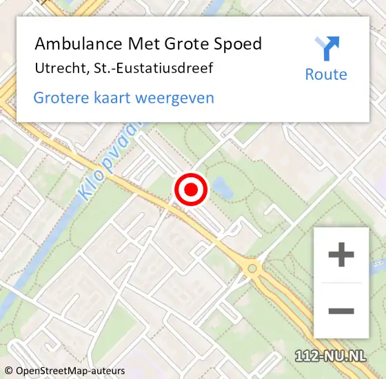 Locatie op kaart van de 112 melding: Ambulance Met Grote Spoed Naar Utrecht, St.-Eustatiusdreef op 19 juli 2018 13:22