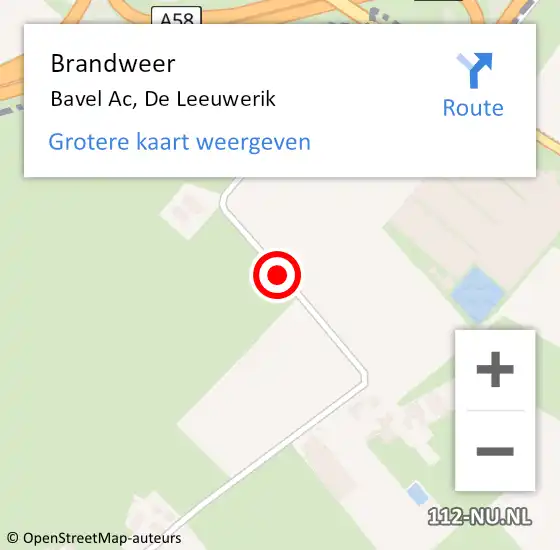 Locatie op kaart van de 112 melding: Brandweer Bavel Ac, De Leeuwerik op 19 juli 2018 13:24