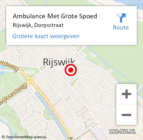 Locatie op kaart van de 112 melding: Ambulance Met Grote Spoed Naar Rijswijk, Dorpsstraat op 19 juli 2018 13:43