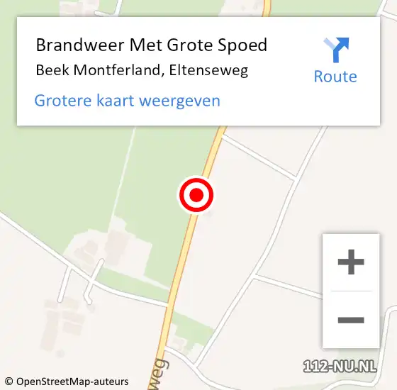 Locatie op kaart van de 112 melding: Brandweer Met Grote Spoed Naar Beek Montferland, Eltenseweg op 19 juli 2018 13:52