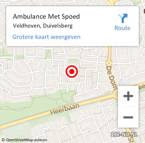 Locatie op kaart van de 112 melding: Ambulance Met Spoed Naar Veldhoven, Duivelsberg op 19 juli 2018 14:39