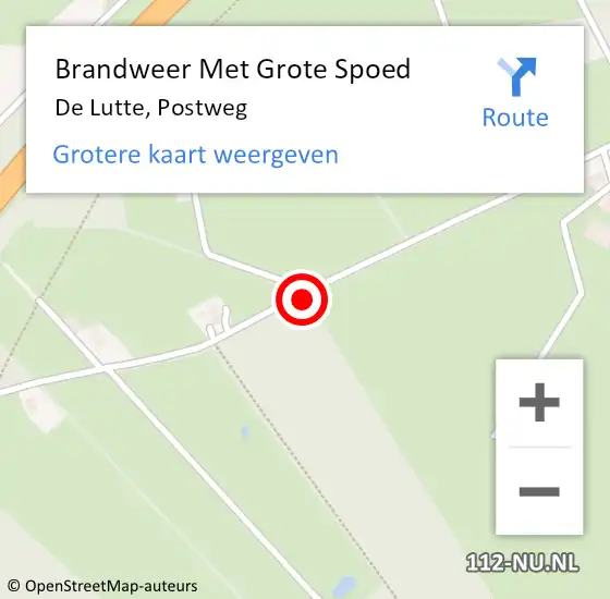Locatie op kaart van de 112 melding: Brandweer Met Grote Spoed Naar De Lutte, Postweg op 19 juli 2018 14:46