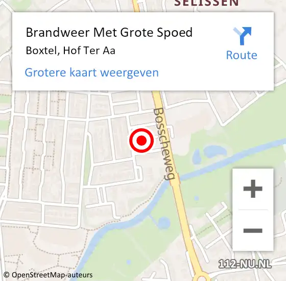 Locatie op kaart van de 112 melding: Brandweer Met Grote Spoed Naar Boxtel, Hof Ter Aa op 19 juli 2018 15:09