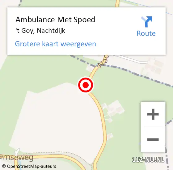 Locatie op kaart van de 112 melding: Ambulance Met Spoed Naar 't Goy, Nachtdijk op 19 juli 2018 15:25