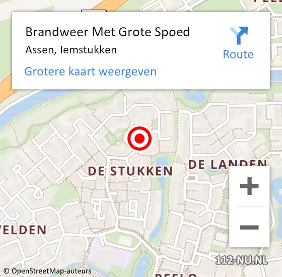 Locatie op kaart van de 112 melding: Brandweer Met Grote Spoed Naar Assen, Iemstukken op 19 juli 2018 15:29